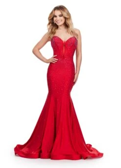 Saffron Gown -Naked Dresses Store ASHLEYlauren 11560 Red Saffron Evening Gown