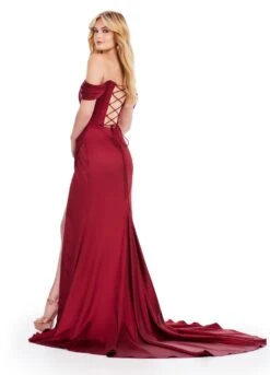 Emani Gown 17 Emani Gown -Naked Dresses Store ASHLEYlauren 11575 Burgundy Emani Evening Gown. Back
