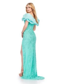 Ginevra Gown -Naked Dresses Store ASHLEYlauren 11581 Ginevra Evening Gown Aqua Back