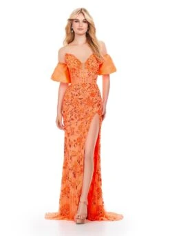 Daisy Gown -Naked Dresses Store ASHLEYlauren 11585 Coral Daisy Evening Gown