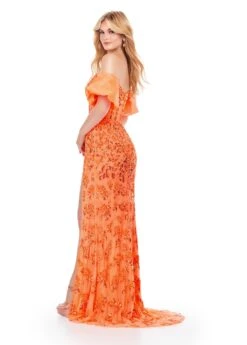 Daisy Gown -Naked Dresses Store ASHLEYlauren 11585 Coral Daisy Evening Gown. Back