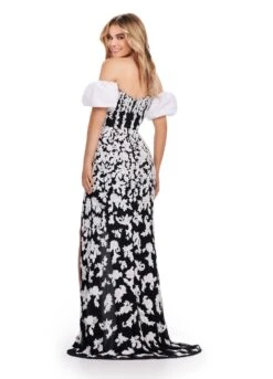 Daisy Gown -Naked Dresses Store ASHLEYlauren 11585 Ivory Black Daisy Evening Gown. Back