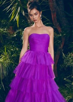 Jada Gown -Naked Dresses Store ASHLEYlauren 11621 Purple Jada Evening Gown. Close Up Editorial