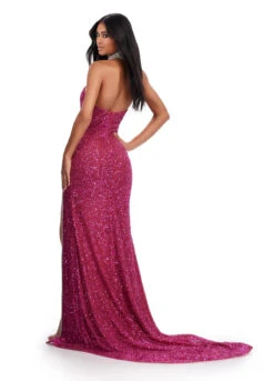 Yasmin Gown -Naked Dresses Store ASHLEYlauren 11634 Fuchsia Yasmin Evening Gown. Back