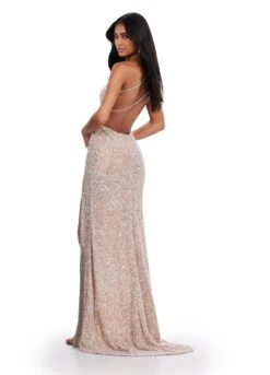 Mercedes Gown -Naked Dresses Store ASHLEYlauren 11635 Silver Mercedes Evening Gown Back