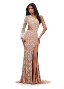 Gia Gown -Naked Dresses Store ASHLEYlauren 11649 Nude Gia Evening Gown