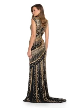 Effie Gown -Naked Dresses Store ASHLEYlauren 11807 Gold Black Effie Gown. Back