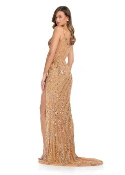 Pia Gown -Naked Dresses Store ASHLEYlauren 11821 Gold Pia Evening Gown. Back
