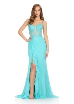 Cici Gown -Naked Dresses Store ASHLEYlauren 11852 Aqua Cici Evening Gown