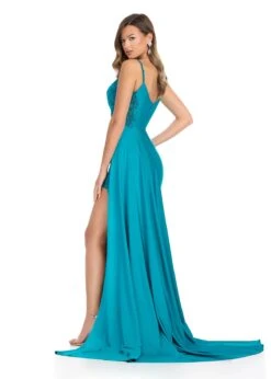 Ivy Gown -Naked Dresses Store ASHLEYlauren 11853 Teal Ivy Evening Gown. Back