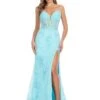 Lacey Gown -Naked Dresses Store ASHLEYlauren 11859 Aqua Lacey Evening Gown