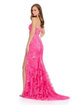 Lacey Gown 11 Lacey Gown -Naked Dresses Store ASHLEYlauren 11859 Fuchsia Lacey Evening Gown. Back