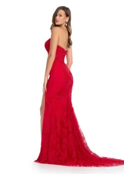 Lacey Gown 13 Lacey Gown -Naked Dresses Store ASHLEYlauren 11859 Red Lacey Evening Gown. Back