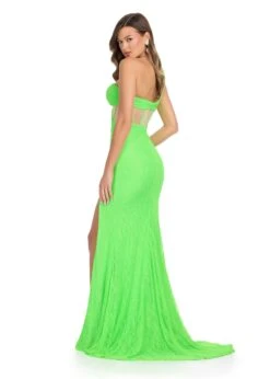Zaria Gown -Naked Dresses Store ASHLEYlauren 11860 Neon Green Zaria Evening Gown. Back
