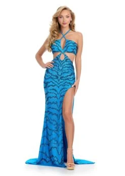 Sierra Gown -Naked Dresses Store ASHLEYlauren 11865 Turquoise Sierra Evening Gown