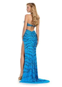 Sierra Gown -Naked Dresses Store ASHLEYlauren 11865 Turquoise Sierra Evening Gown. Back