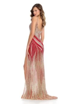 Zarna Gown -Naked Dresses Store ASHLEYlauren 11986 Silver Red Zarna Evening Gown. Back 2943 44df bb23 95a1781a08f9