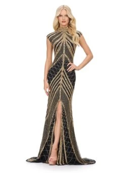 Arabella Gown -Naked Dresses Store ASHLEYlauren 1624 Black Gold Arabella Evening Gown