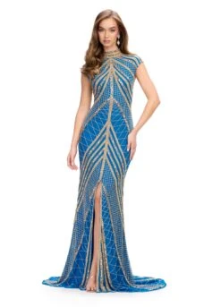 Arabella Gown -Naked Dresses Store ASHLEYlauren 1624 Gold Peacock Arabella Evening Gown