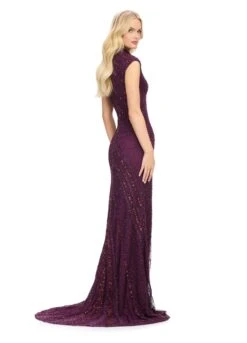 Arabella Gown -Naked Dresses Store ASHLEYlauren 1624 Wine Arabella Evening Gown.Back