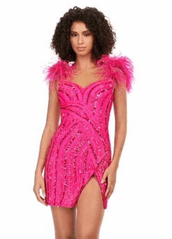 Heiress Mini Dress -Naked Dresses Store ASHLEYlauren 4626 Fuchsia Heiress Mini Dress.Front