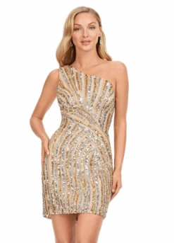 Muse Mini Dress -Naked Dresses Store ASHLEYlauren 4627 Gold Muse Mini Dress.Front