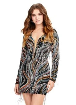 Sofija Mini Dress -Naked Dresses Store ASHLEYlauren 4658 Multi Black Sofija Mini Dress. Front