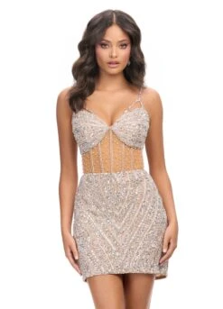 Reia Mini Dress -Naked Dresses Store ASHLEYlauren 4748 Silver Nude Reia Mini Dress