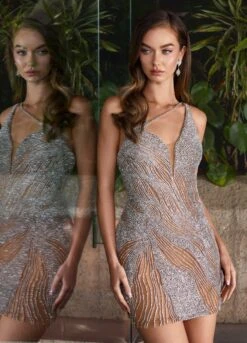 Aliyah Mini Dress -Naked Dresses Store ASHLEYlauren 4767 Silver Aliyah Mini Dress.Editorial