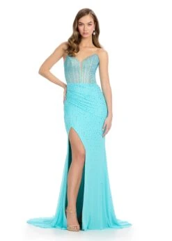 Kirsten Gown -Naked Dresses Store ASHLEYlauren Aqua 11864 Kirsten Evening Gown