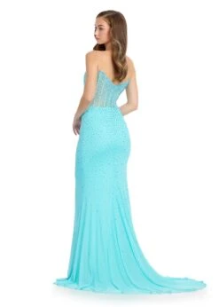 Kirsten Gown -Naked Dresses Store ASHLEYlauren Aqua 11864 Kirsten Evening Gown. Back