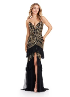 Tabitha Gown -Naked Dresses Store ASHLEYlauren Black Gold 11438 Tabitha Evening Gown