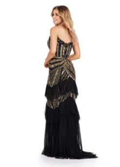 Tabitha Gown -Naked Dresses Store ASHLEYlauren Black Gold 11438 Tabitha Evening Gown Back