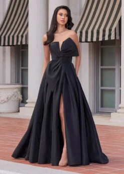 Delilah Gown -Naked Dresses Store ASHLEYlauren Delilah Gown Black Strapless Mikado Gown With Oversized Bow Full Length