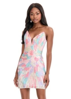 Diva Mini Dress -Naked Dresses Store ASHLEYlauren Diva Mini Dress 4894 MultiColour Beaded Mini Dress Full Length.2