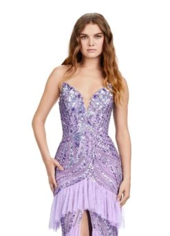 Tabitha Gown -Naked Dresses Store ASHLEYlauren Lilac 11438 Tabitha Evening Gown Close Up
