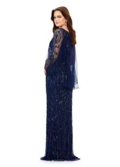 Darcie Gown -Naked Dresses Store ASHLEYlauren Navy 11214 Darcie Evening Gown. Back