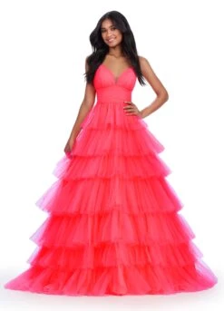 Maya Gown -Naked Dresses Store ASHLEYlauren Neon Coral 11622 Maya Gown