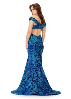 Vivia Gown 11 Vivia Gown -Naked Dresses Store Back view. Turquoise Royal ASHLEYlauren Vivia Gown 11330