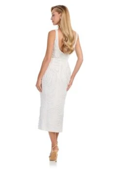 Belluci Midi Dress -Naked Dresses Store Back view. White ASHLEYlauren Belluci Midi Dress 11786