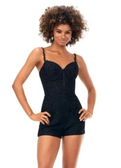 Odessa Romper -Naked Dresses Store Black ASHLEYlauren Odessa Romper 11333 Front
