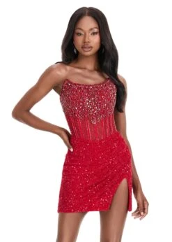 Diamond Mini Dress -Naked Dresses Store D3005 4564 RED 0007