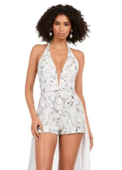 Lainey Romper -Naked Dresses Store Front view. Ivory ASHLEYlauren Lainey Romper 11386