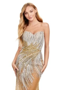 Lula Gown 6 Lula Gown -Naked Dresses Store GoldSilver ASHLEYlauren 11509 Lula Evening Gown. Close Up