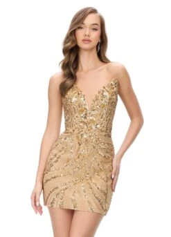 Hera Mini Dress -Naked Dresses Store Gold ASHLEYlauren 4500 strapless gown