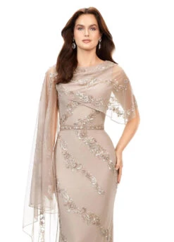Maelis Gown 16 Maelis Gown -Naked Dresses Store Marble ASHLEYlauren Maelis Gown 11213 Hand Beaded Evening Dress with Asymmetrical Overlay Close Up