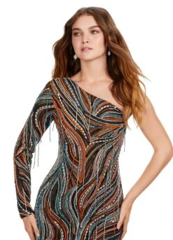 Rana Gown -Naked Dresses Store MultiBlack ASHLEYlauren 11516 Rana Evening Gown. Close Up