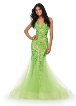 Sophia Gown -Naked Dresses Store NeonGreen ASHLEYlauren 11472 Sophia Evening Gown