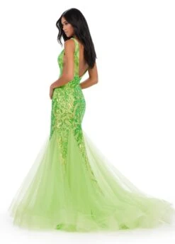 Sophia Gown -Naked Dresses Store NeonGreen ASHLEYlauren 11472 Sophia Evening Gown Back