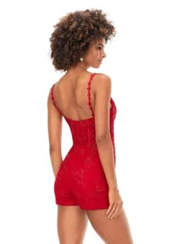 Odessa Romper -Naked Dresses Store Red ASHLEYlauren Odessa Romper 11333 Back